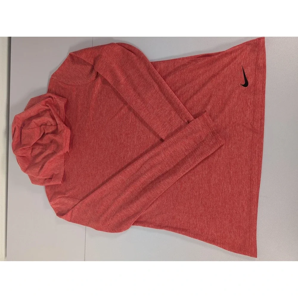 Nike Hoodie Womens Medium Red Dri-FIT Long Sleeve‎ V-Neck Pullover Running